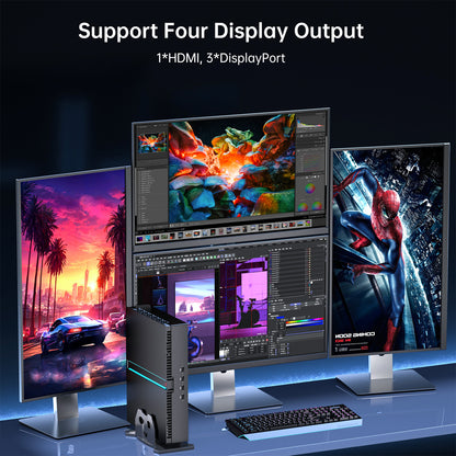 Mini Gaming PC, Core i9-14900F 24 Cores with RTX4070 12G Desktop Computer, WiFi 6E, 1* HDMI/ 3* DP, 8K, Optical, Dual LAN, Windows 11 Pro