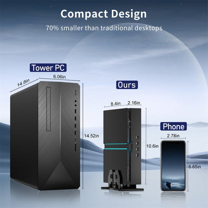 Mini Gaming PC, Core i9-14900F 24 Cores with RTX4070 12G Desktop Computer, WiFi 6E, 1* HDMI/ 3* DP, 8K, Optical, Dual LAN, Windows 11 Pro