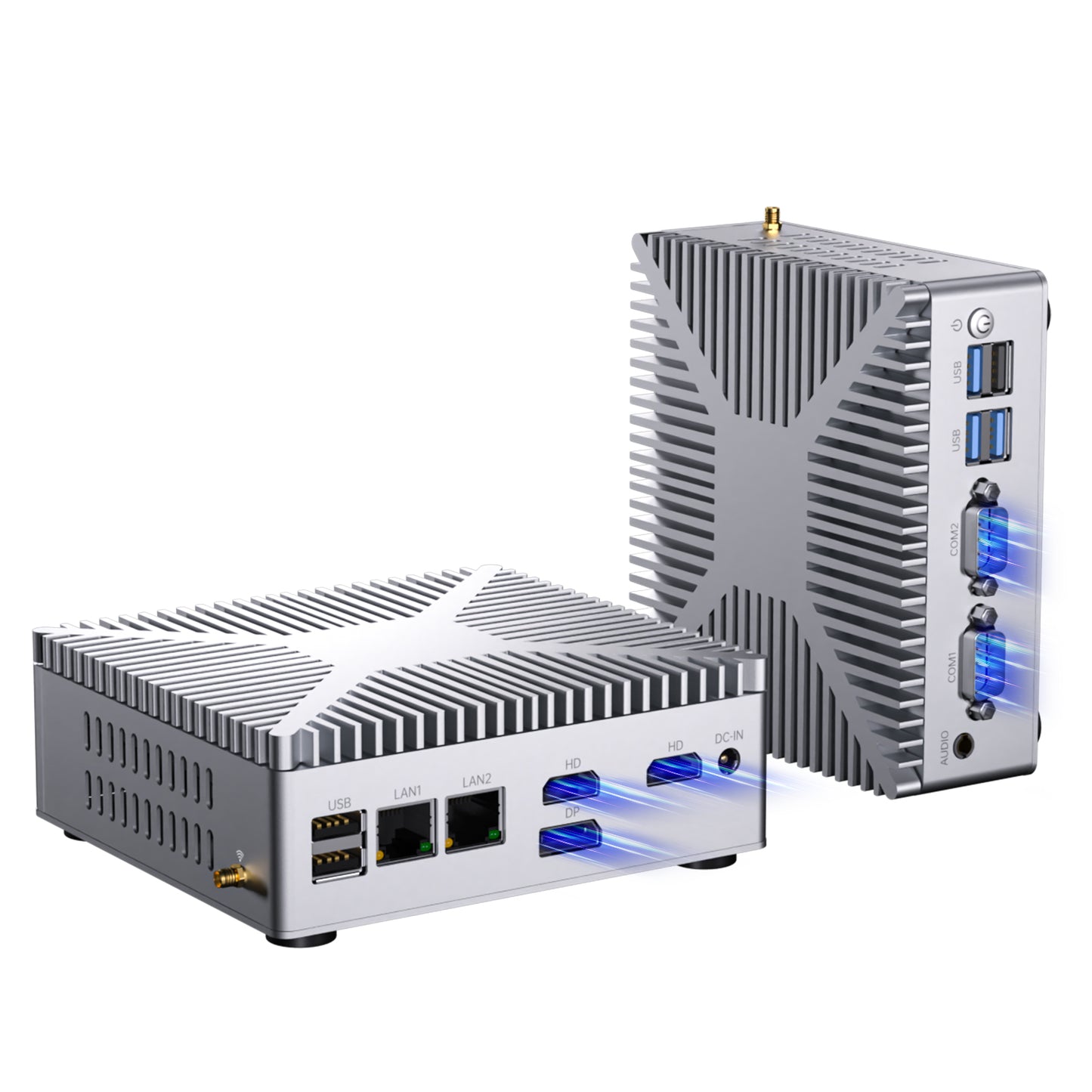 Industrial Mini PC, Fanless Desktop Computer 12th Alder Lake-N100, up to 3.4GHz, 16G DDR4, 1T NVME SSD, Windows 11 Pro, COM RS232, Dual LAN, 4K@60Hz 2xHDMI/DP, WiFi6, BT5.2, VESA, WOL(COP)