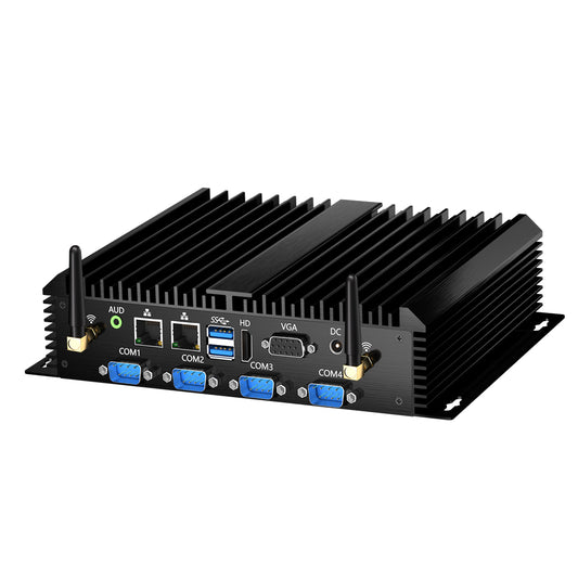 Fanless Industrial PC, Mini Computer with Core i3-5005U/ i5-4200U/ i7-5500U, Dual NIC, 2/4*COM RS232, Wi-Fi, 1*HDMI 1*VGA, Windows 10 Pro