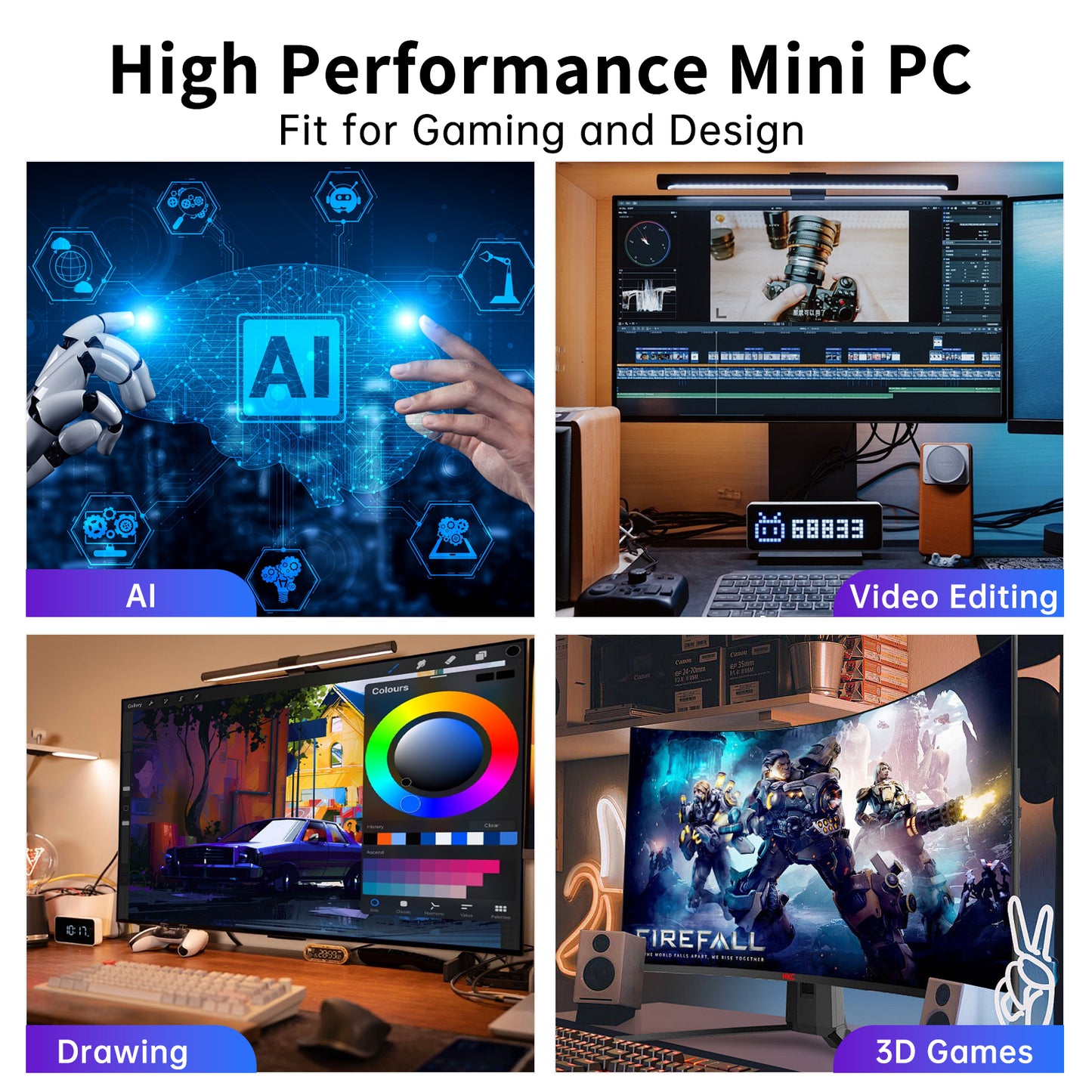 Mini Gaming PC, Core i9-14900F 24 Cores with RTX4070 12G Desktop Computer, WiFi 6E, 1* HDMI/ 3* DP, 8K, Optical, Dual LAN, Windows 11 Pro